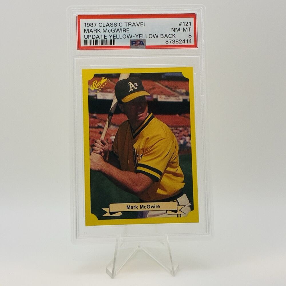 Mark McGwire #121 - 1987 Classic Travel Update Yellow - Yellow Back PSA 8 A's RC